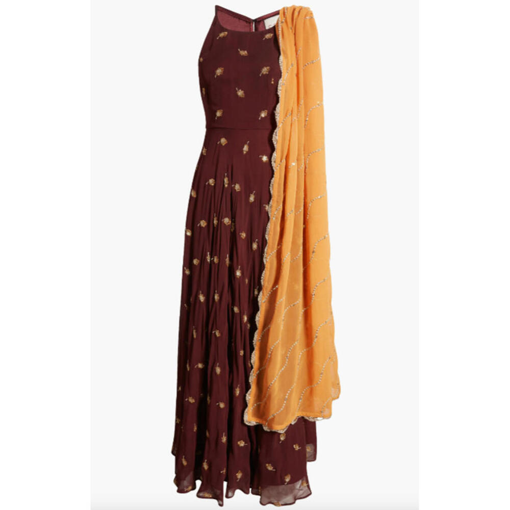 Sani Anjali Metallic Embroidered Nila Anarkali with Dupatta Size M #MD564 - Picture 3 of 12